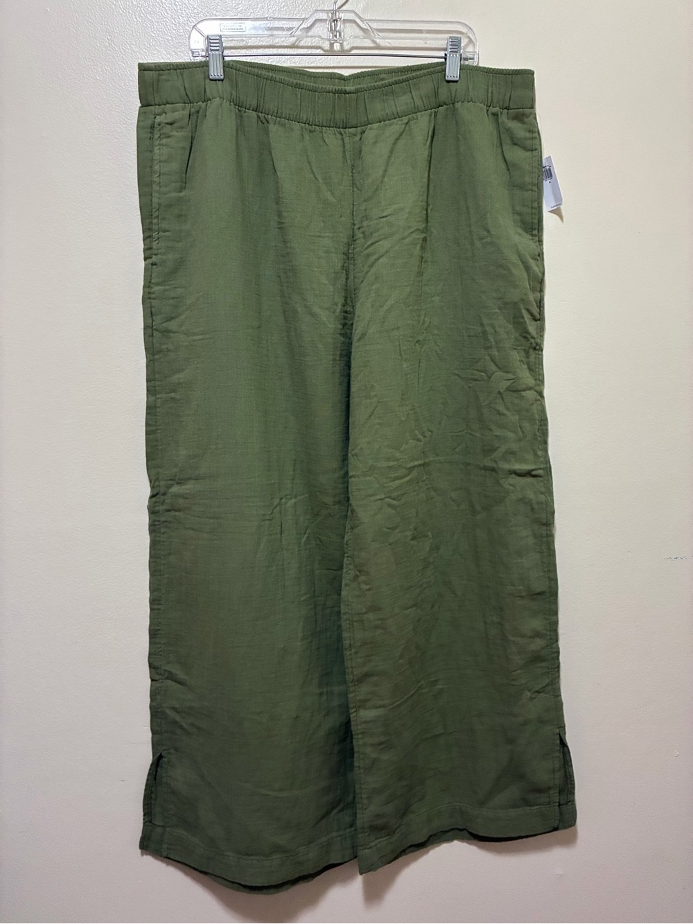 Old Navy High Rise Wide-Leg Pull-On Cotton gauze pants size xl olive green